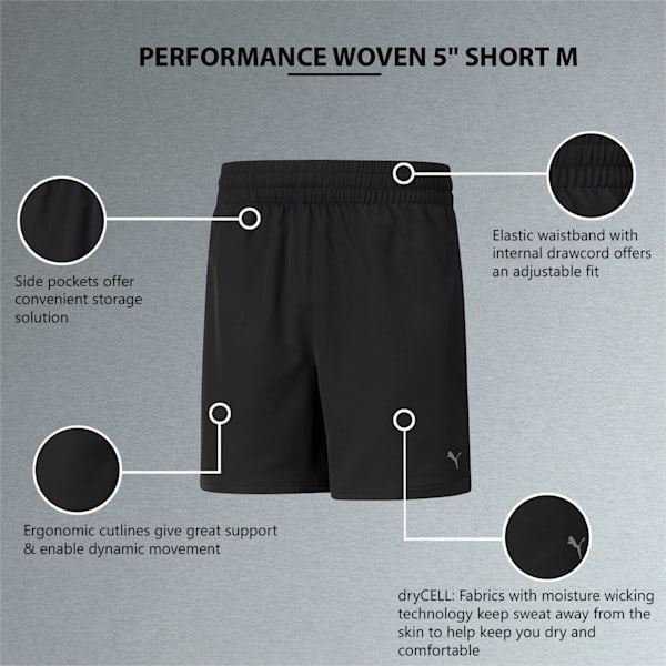 Performance Woven Men's 5" Training Shorts, Puma Black, extralarge-IND